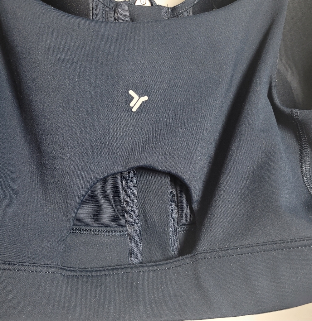 Old Navy Zip-Front Go Dry Lightly Padded Sports Bra Navy Blue 44DD - Picture 3 of 7
